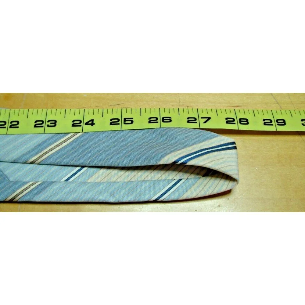 Austin Manor Necktie Mens Striped Blue Tone Silk Polyester Blend Office Formal